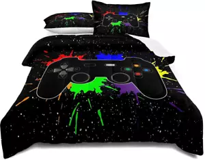 Gaming Bedding Set Queen Size Gamer Comforter Set for Boys Girls Kids Teens Soft - Picture 1 of 7