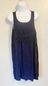 Vestido Xhilaration Azul Marino Encaje Romántico Arrugado Sin mangas Cambio Boho L - Imagen 1 de 4