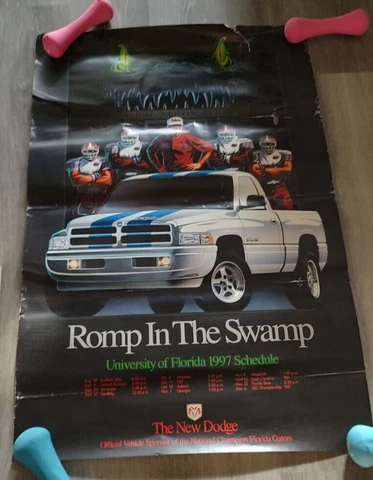 1997 Romp in the Swamp Poster Dodge Ram Steve Spurrier Florida Gators Schedule Cover