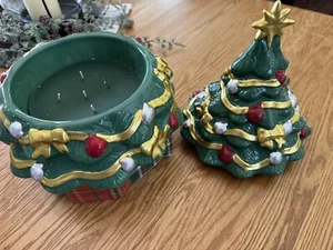 Slatkin HomeWorx Ceramic Gingerbread Tree Candle - Spiced Gingerbread Pudding - Picture 1 of 6