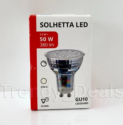 Ikea SOLHETTA LED Bulb GU10 380 Lumen 3.3 W, Dimmable 305.301.21 - NEW - Image 1 of 2