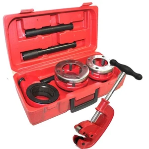Plumbing Ratchet Type Pipe Threader 1-1/2" & 2" NPT Dies W/ Pipe Cutter #2 NEW - Picture 1 of 6