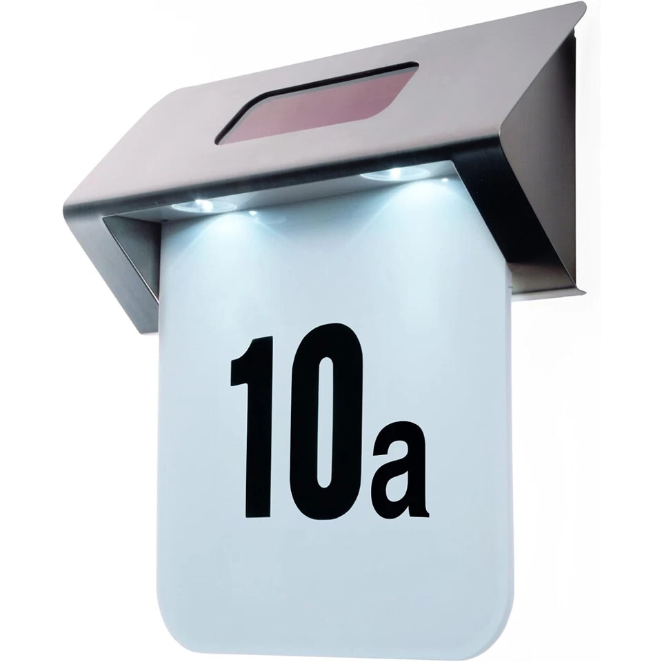 Numero Civico Illuminato LED Ricarica Energia Solare Acciaio Inox Esterno Casa - Immagine 1 di 4