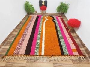 Custom Beni Ourain Rug Handmade Moroccan Wool Carpet Orange  Lines, Berber - Picture 1 of 10