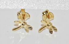 9ct Yellow Gold Dragonfly Stud Earrings ~ 375 ~ Solid 9k Gold