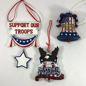 Support Our Troops Christmas Ornaments Set of 3 Patriotic Holiday Decorations - Picture 1 of 11