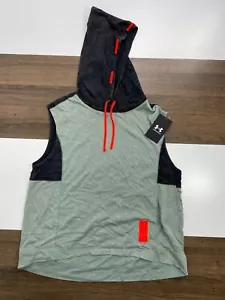 NEW Under Armour Womens Size L Green Hoodie Sweatshirt Sleeveless Drawstring NWT - Picture 1 of 13