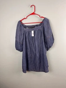 Lane Bryant Blue Blouse Size 18-20 Trimmed Short Sleeve Square Neck Size 18 NEW - Picture 1 of 8