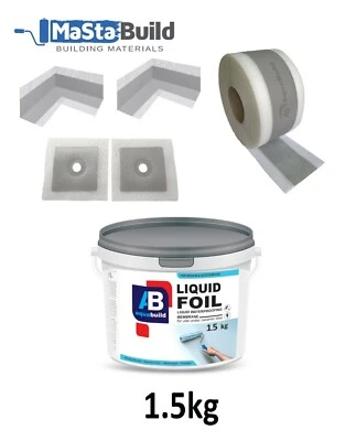 Waterproof Tanking Kit Shower Bathroom Sealing Set Liquid Foil Membrane 1.5kg