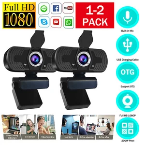 1/2 Packs USB Web Camera Webcam for PC Desktop & Laptop with Microphone / FHD - Afbeelding 1 van 9