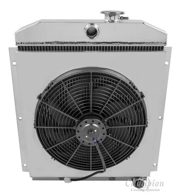 1949-1954 Chevrolet Truck Aluminum 3 Row KR Champion Radiator Fan Shroud Combo Foto 1 de 4