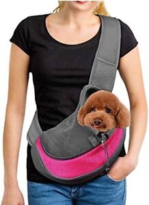 Puppy Sling Carrier, Hands Free Dog Cat Carry Bag Mesh Pouch Tote Bag Adjustable