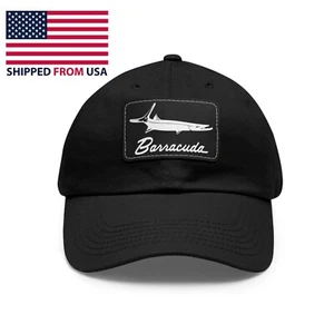 Plymouth Barracuda Classic Car Black Dad Hat with Leather Patch - Picture 1 of 2