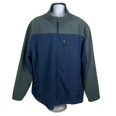 初学者抓绒网眼衬里全拉链夹克男式 3XL 灰色海军蓝色块 — 第 1/4 张图片