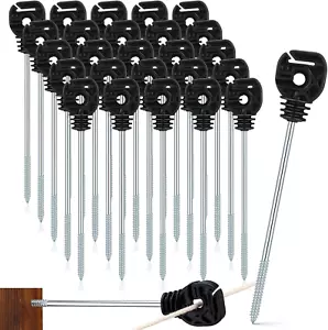25 Pcs Electric Fence Wire Insulator Stand off Screw in Insulator Black Fence Po - Picture 1 of 6