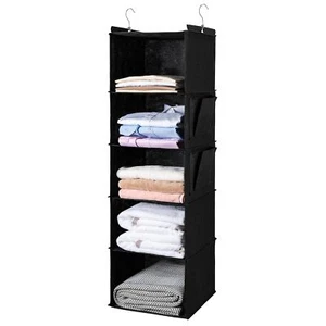Hanging Closet Organizer and Hanging Shelves,5-Hanging Shelf with 2 Side Pock... - Picture 1 of 7