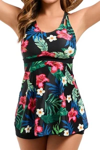 Womens Tankini Bathing Suit with Shorts Two Piece Tummy Control Swimsuits Plu... - Picture 1 of 4