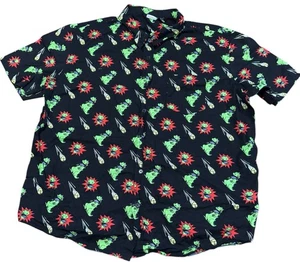 Dinosaurio Nickelodeon Rugrats Reptar abotonado negro talla XXL hawaiano - Imagen 1 de 4