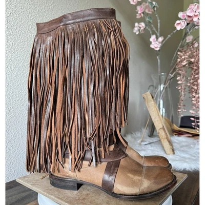 Botas Stetson para mujer 8 flecos arnés bohemio occidental vaquero cuero festival Foto 1 de 4