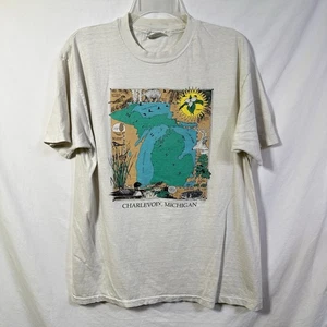 Vintage Single Stitch Charlevoix Michigan T-Shirt XL Tee Morel Mushroom Petosky - Picture 1 of 10