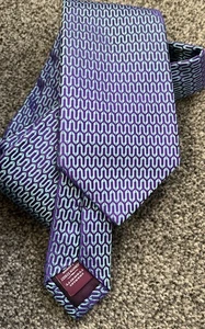 Corbata para Hombres Charles Tyrwhitt 100% Seda Hecha en Inglaterra Azul Púrpura Mezcla Geométrica - Imagen 1 de 2