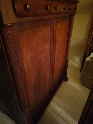 Used dark brown wood armoire dresser - Image 1 of 2