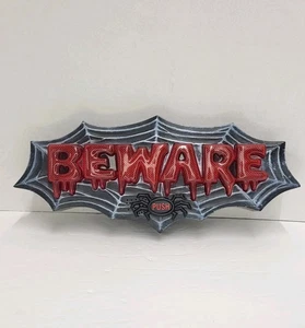 Halloween BEWARE Door Greeter 2008 Take One LTD Lights Up Plays Music Talks 12" - Bild 1 von 7