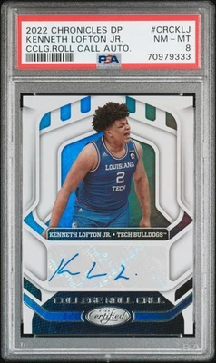 PSA 8 - KENNETH LOFTON JR Auto - 2022 Certified College RC Roll Call - LA TECH - Image 1 of 2