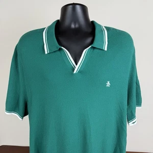Camisa Polo Original Pingüino Cuello en V Tejida Verde Cuello Johnny Verde Para Hombre XL NUEVA CON ETIQUETAS - Imagen 1 de 9