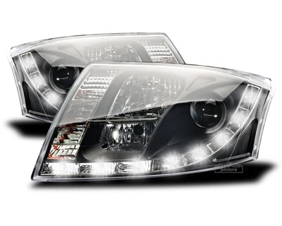 Juego de Faros Óptica Marcha Diurna LED para AUDI TT 8N 1999-2006 Daylight Negro  Foto 1 de 4