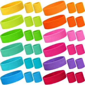 36 Pcs Neon Sweatbands Set for Kids Bulk Sports Headband Wristband Set Cotton... - Picture 1 of 7