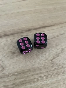 2X Tapas de vástago de válvula de dados rosa negro tapa cubierta coche camión SUV bicicleta bicicleta - Imagen 1 de 2