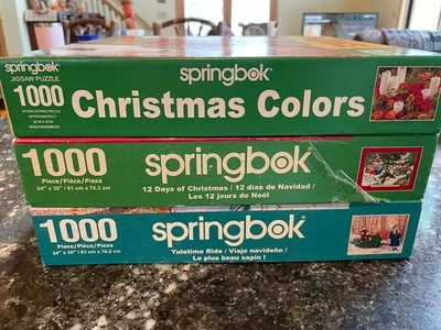 VTG Springbok Puzzle Lot of 3, all 1000 pieces, Holiday/Winter theme - COMPLETE! - Image 1 of 4