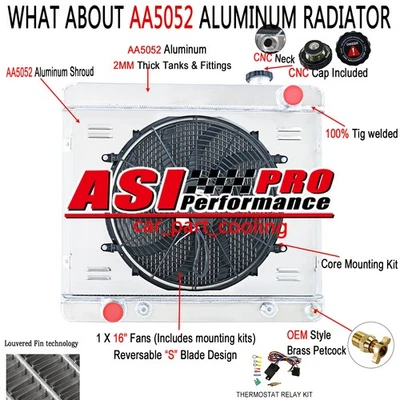 4-Row Radiator Shroud Fan For 1960-1964 Buick Skylark LeSabre Electra Wildcat AT Foto 1 de 4