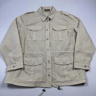 Buffalo Military Safari Shirt Jacket Button Long Sleeve Cotton Beige Women's XL - Image 1 of 4
