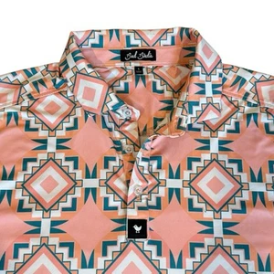 Bad Birdie Polo Shirt Mens XL Pink Geometric Summer Performance Golf Hex - Picture 1 of 11