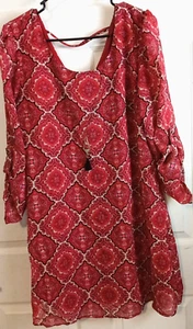 Speechless Red Boho Print Shift Dress With Detachable Tassel Sz XL - Picture 1 of 8