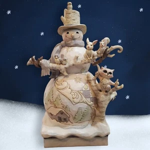 Jim Shore White Woodland Snowman with Animal Friends 2017 18" - Picture 1 of 20