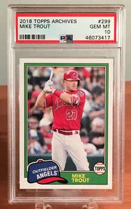 2018 Topps Archives MIKE TROUT #299 PSA 10 GEM MINT - Picture 1 of 2