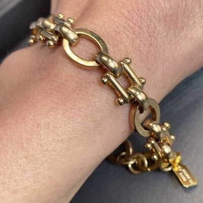 Kenneth Jay Lane KJL Chapado en Oro Amarillo Eslabón Cadena Pulsera Moda Joyería Nuevo Foto 1 de 4