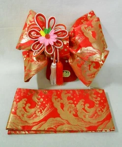 #05 japanische dekorative TSUKURI OBI Schärpe für 7 Jahre Kinder Mädchen Kimono 91 cm - Bild 1 von 10