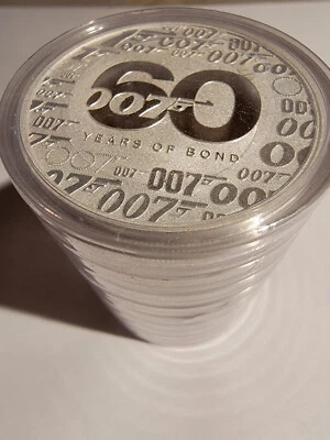 10 PCS 1 OZ Silber 9999 James Bond 60 Years 007 2022 Perth Mint Münze $1 Tuvalu - Bild 1 von 4