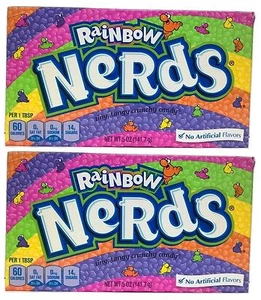 2x Formalmente Wonka Rainbow Nerds Caramelo Crujiente Caja Grande 141,7 g Dulces Americanos - Imagen 1 de 6