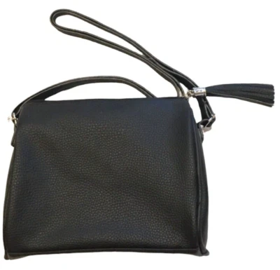 MSC 全新 Mainstreet Collection 黑色 Pebble Pleather 斜挎包 钱包 — 第 1/4 张图片