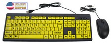 Big Bright Easy See Keyboard Yellow Large Print Letter Keys - Visual Impaired
