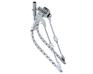 26 LOWRIDER BENT SQUARE TWISTED SPRING FORK 1 INCH W/TWISTED WING CAGE BARS CH - Picture 1 of 1