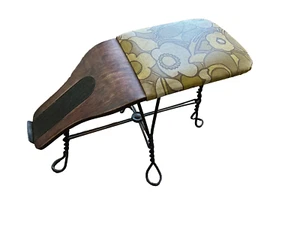 Shoe Store Salesman Wood Twisted Iron Fitting Stool Retro Vinyl Seat Bench Foot - Picture 1 of 8