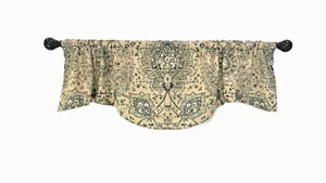 Fenster Volant Fenstervorhänge grau sand Blumen Paisley Medaillons MASSANFERTIGUNG - NEU - Bild 1 von 4