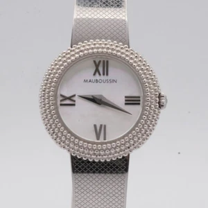 Mauboussin Vintage Women Watch Bangle Mother of Pearl 28mm Rare Steel - Picture 1 of 9