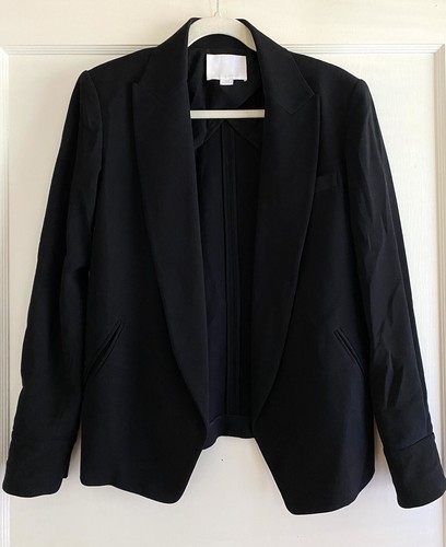 Giacca blazer aperta Alexander Wang nera mista lana crepe taglia 4